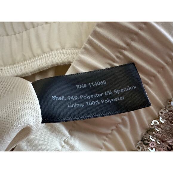 Boston Proper Sequin Wide Leg Pants Sz M Champagne Elastic Waist Stretch Shimmer - Picture 4 of 12